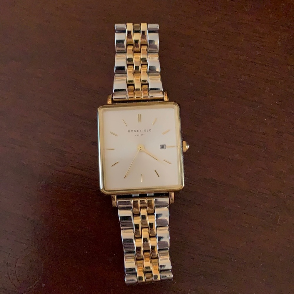 Rosefield body square two tone watch